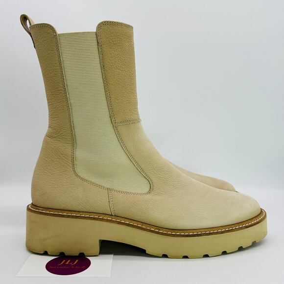 Paul Green Women's Jagger Beige Leather Lug Sole Chelsea Boots Size 7 UK/9.5 US - Picture 1 of 12